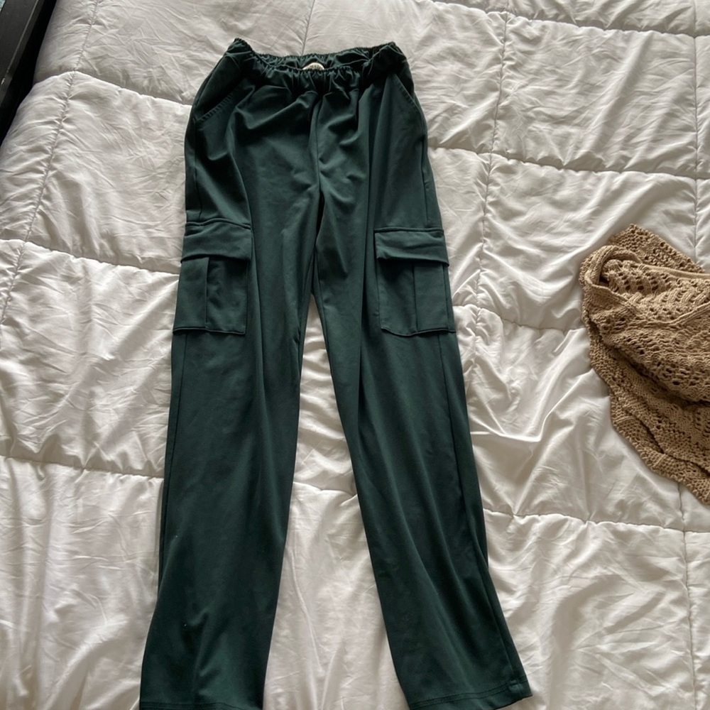 Soft green cargo work pants